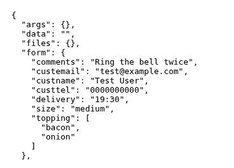 Practice order form result page showing the fields GPT-6.1 Terra submitted